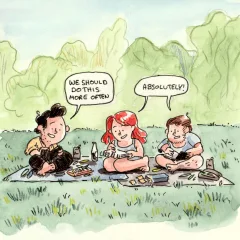 We met at the park to paint trees. Nils painted Mareen and me instead. Weird choice, but I guess our new outdoor painting club doesn’t benefit from rules that are too strict.