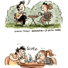 I’ll never get tired of mentioning how much I enjoy the fact that a really good day doesn’t have to offer all that much to be one. A calm morning in a café, a delicious dinner, and some time with loved ones in between is really all I need to consider my time well spent.

On an unrelated note: the second panel might be one of my favorites I’ve ever drawn. I love everything about it, especially how perfectly it captures my excitement for the XO noodles at Batu. They’re genuinely some of the most delicious things I’ve ever eaten.
