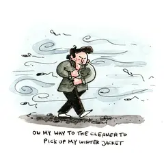 Yet another entry in my ever-growing collection of weather-related comics. I’m pretty sure I drew a very similar one at the beginning of the year.

If I keep this up for another ten years, I might eventually be able to make a little “walking through time” flipbook out of all of them.